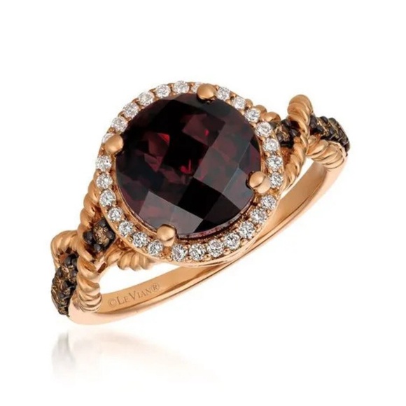 Levian Jewelry - 14K rose gold Le Vian Chocolatier Pomegranate Garnet & Diamonds Twist Rope Ring